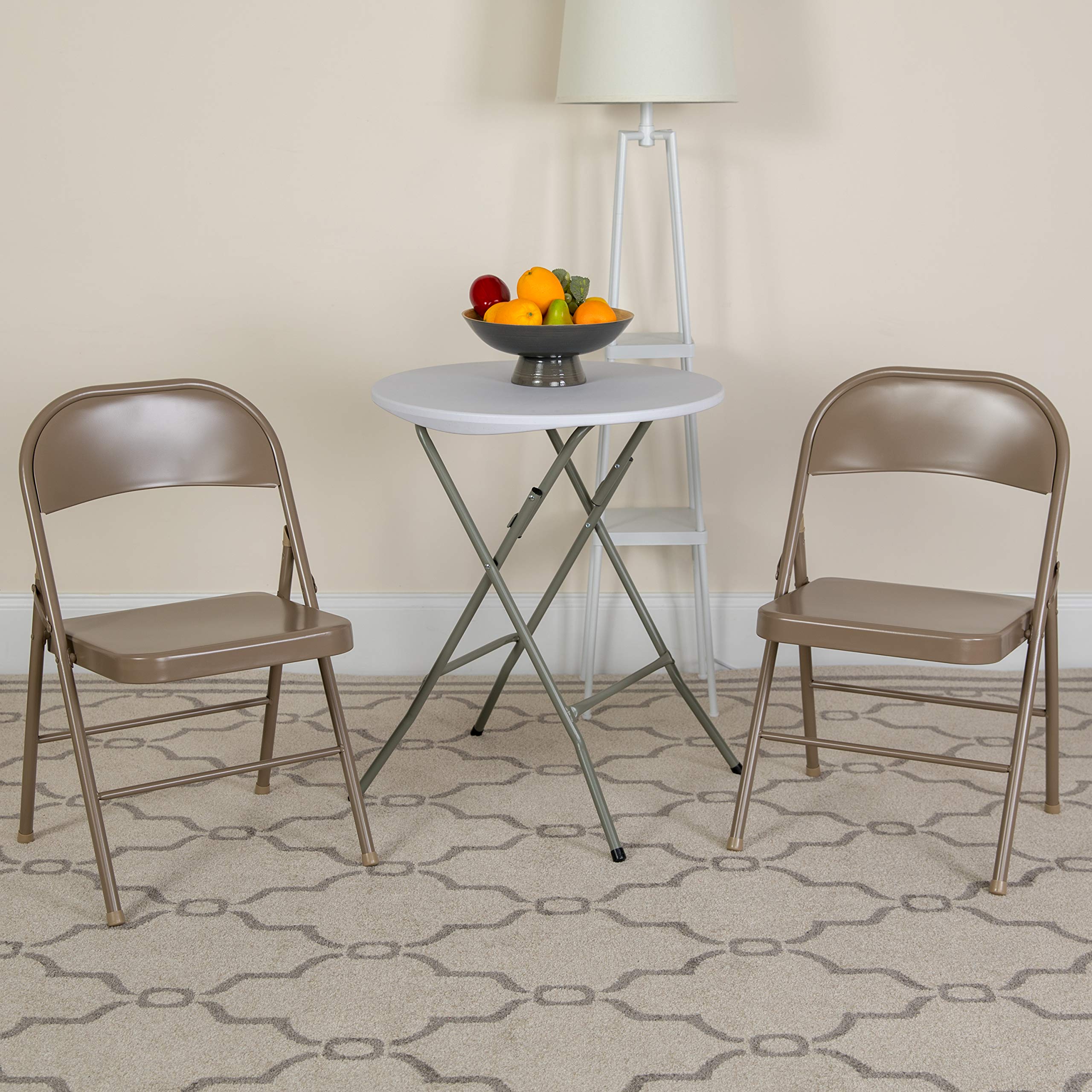Flash Furniture 4 Pack Hercules Series Double Braced Beige Metal Folding Chair
